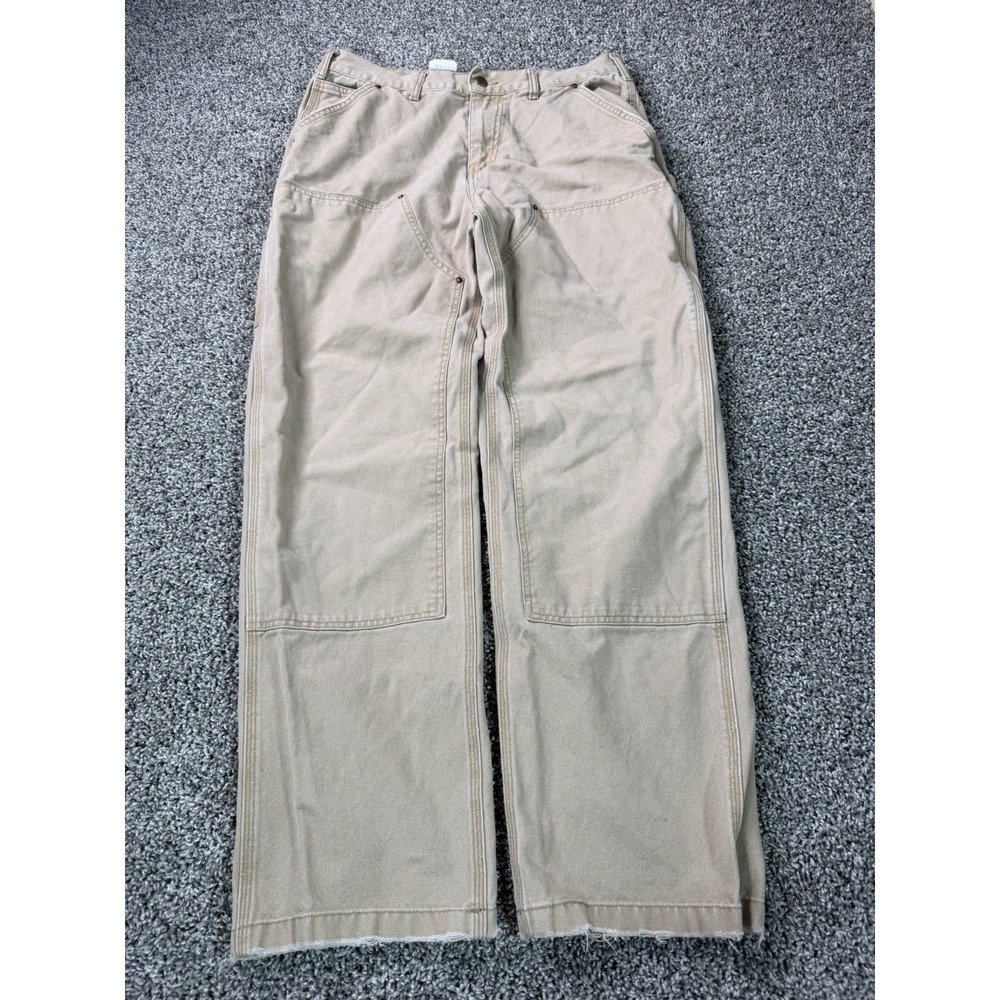 Carhartt B01 Duck Double Knee Work Pants Men's Size 34x32 Beige Baggy
